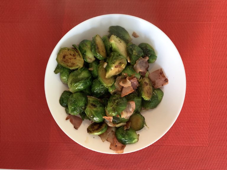 Sauteed Brussel sprouts with bacon