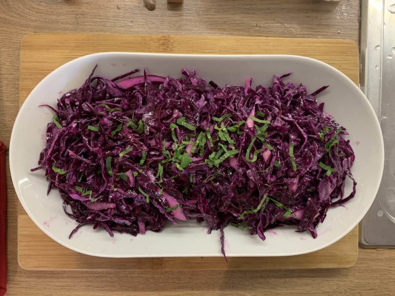 Simple raw red cabbage salad